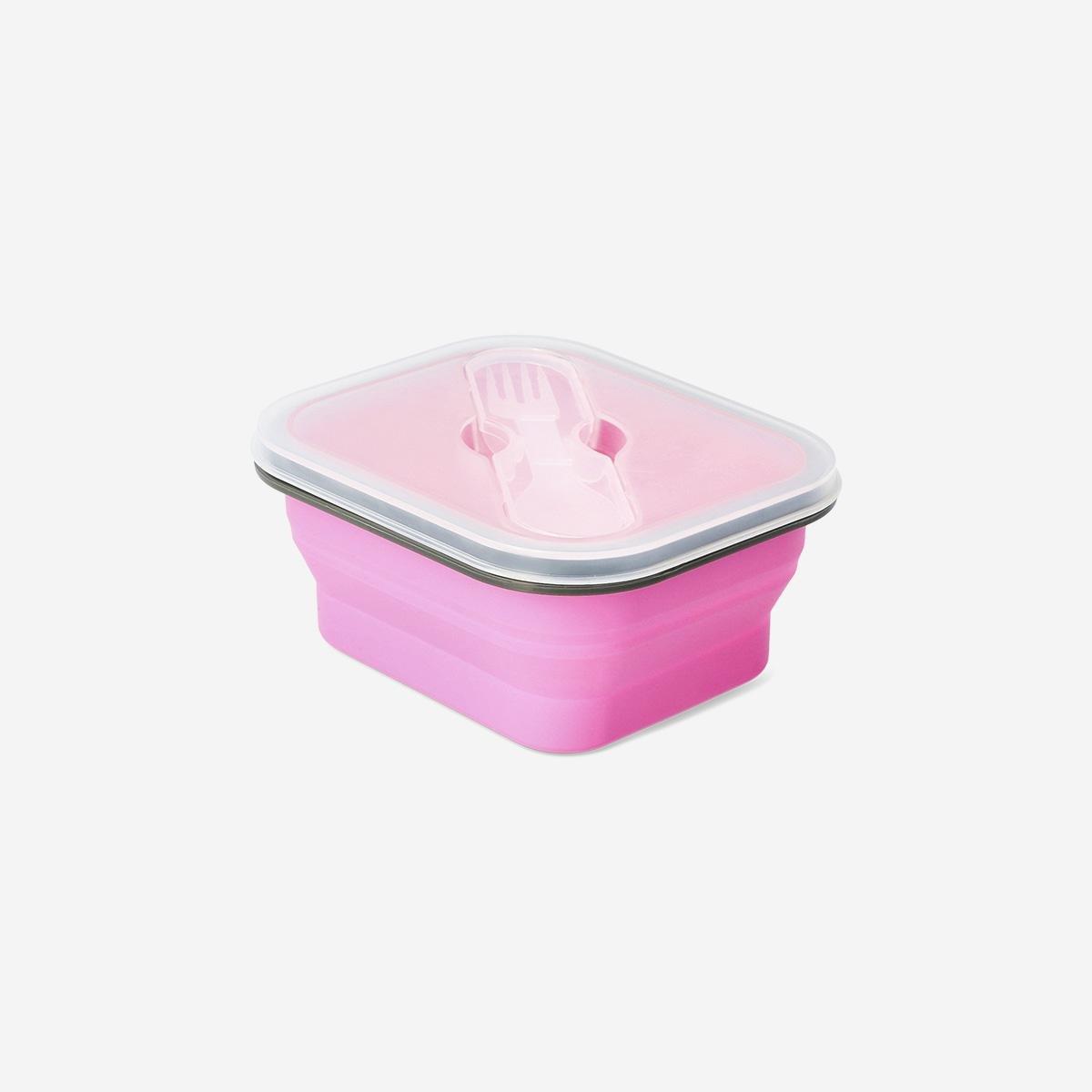Pink Collapsible Lunchbox With Spork