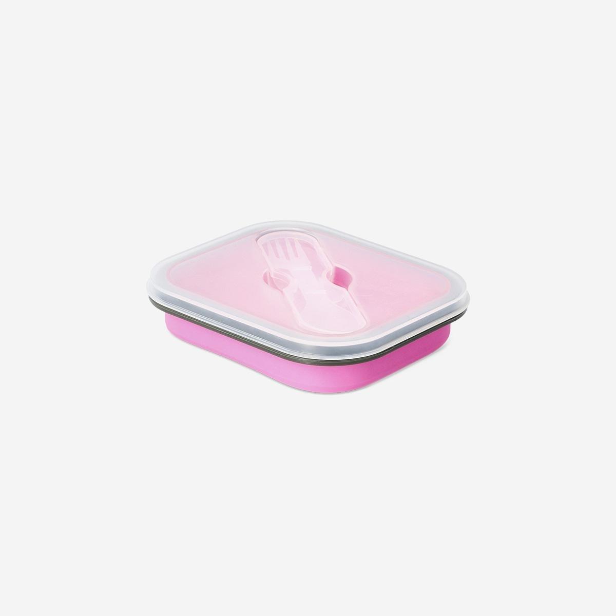 Pink Collapsible Lunchbox With Spork