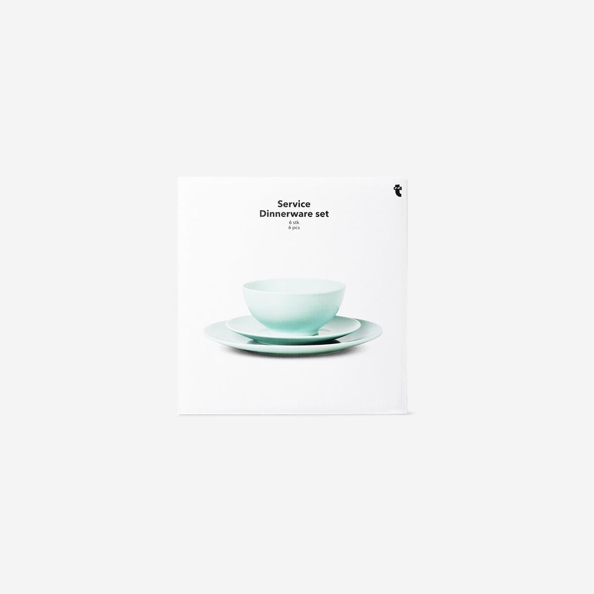 Green Dinnerware Set, 6 Pcs