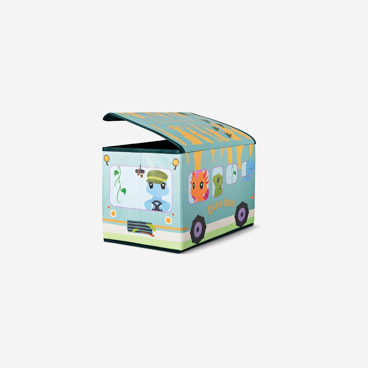 Green School Bus Collapsible Storage Box - 38 X 25 Cm