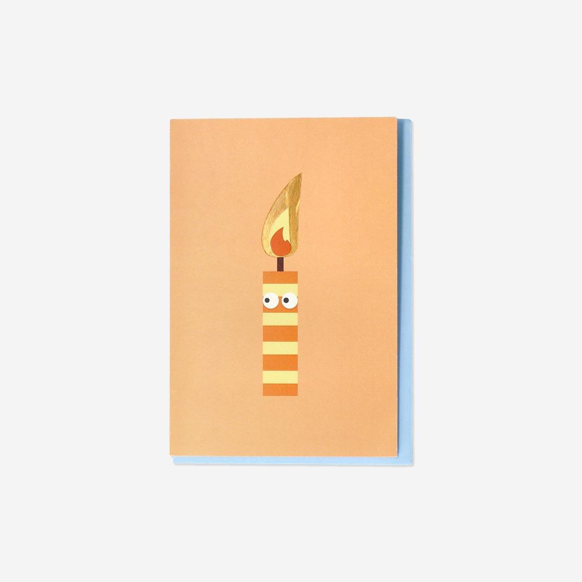 Multicolour Greetings Card With Burning Candle