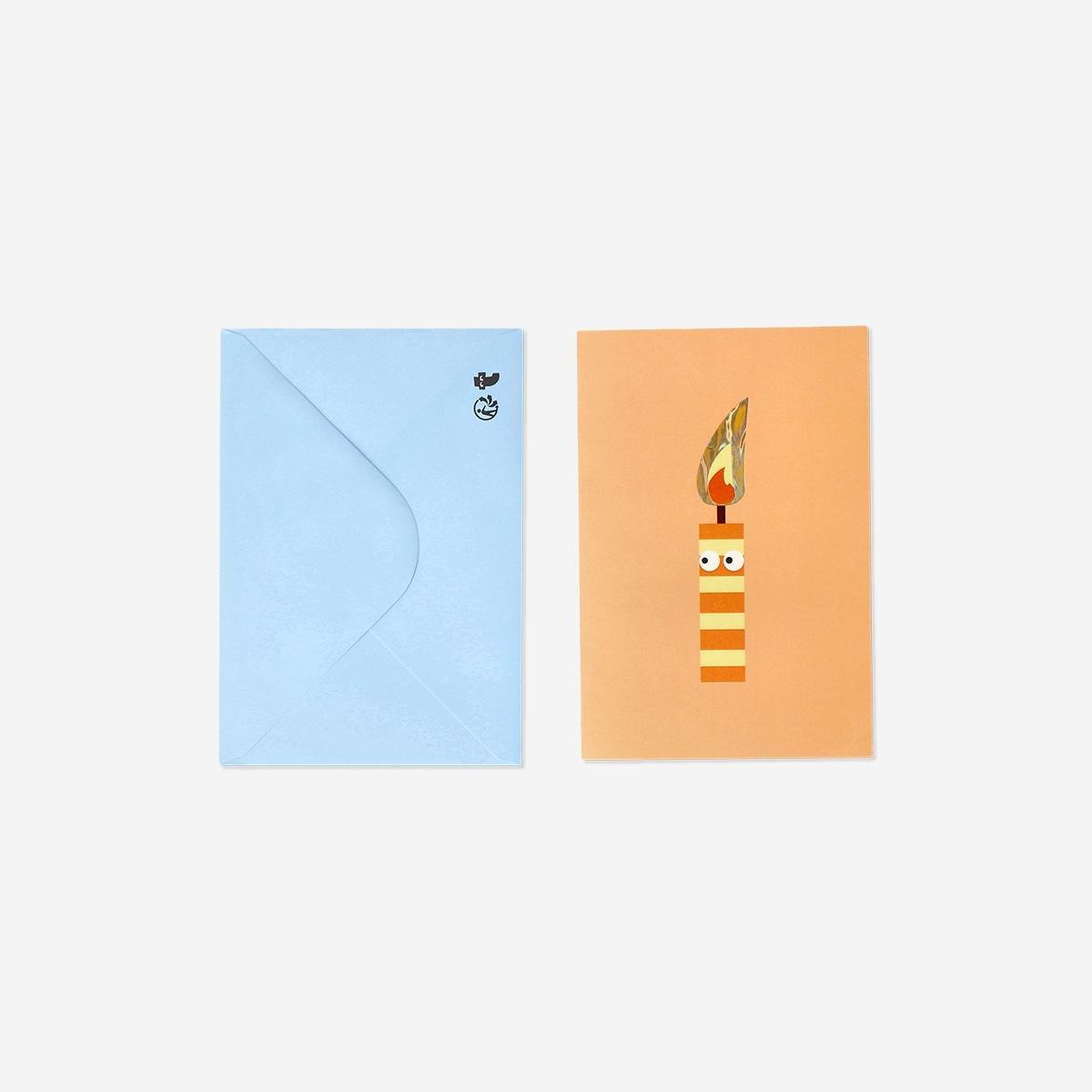 Multicolour Greetings Card With Burning Candle