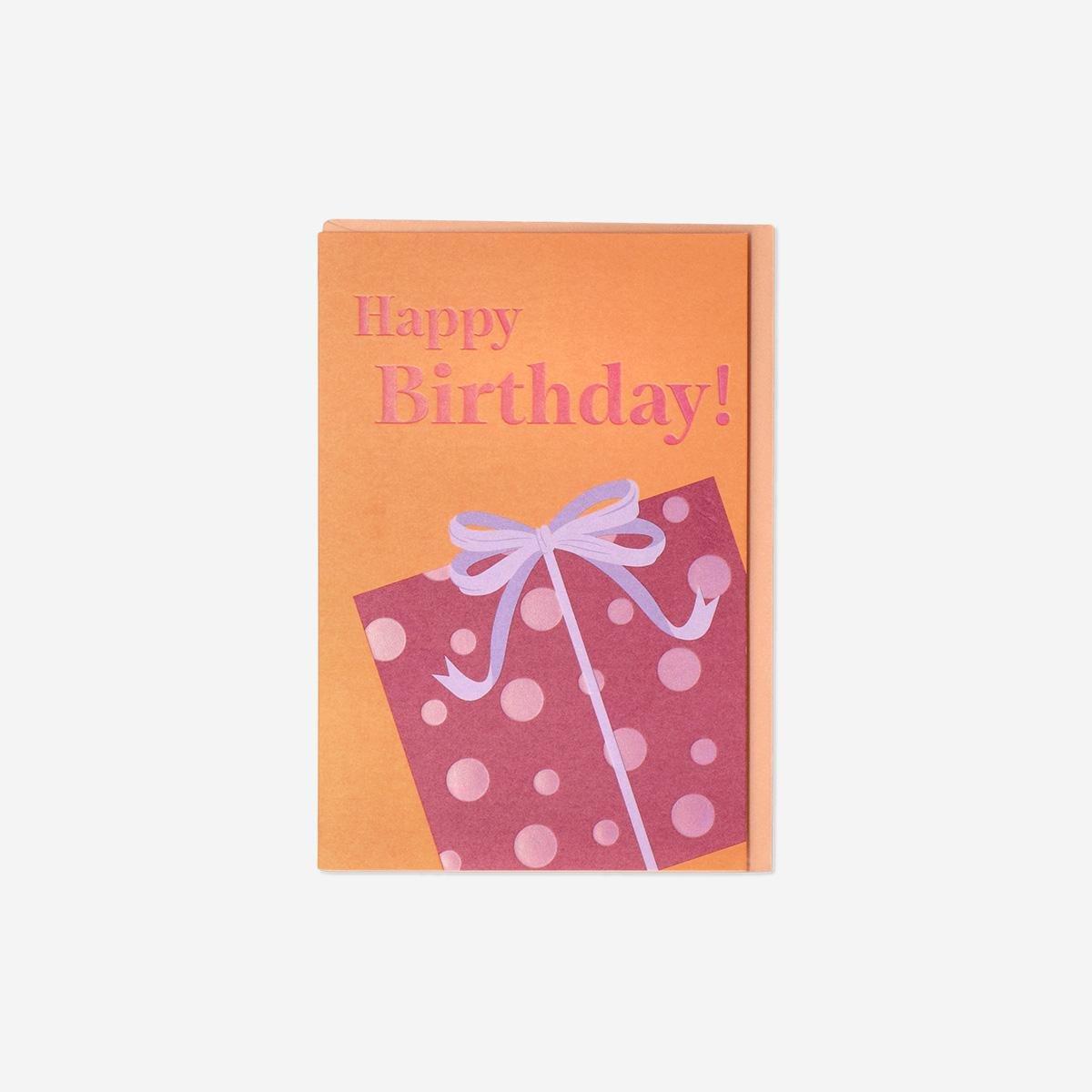 Multicolour Birthday Card With Gift Motif