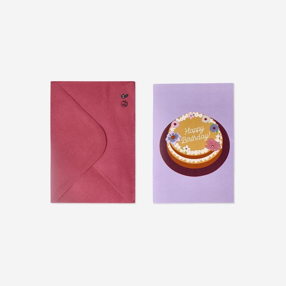 Multicolour Birthday Card With Cake Motif
