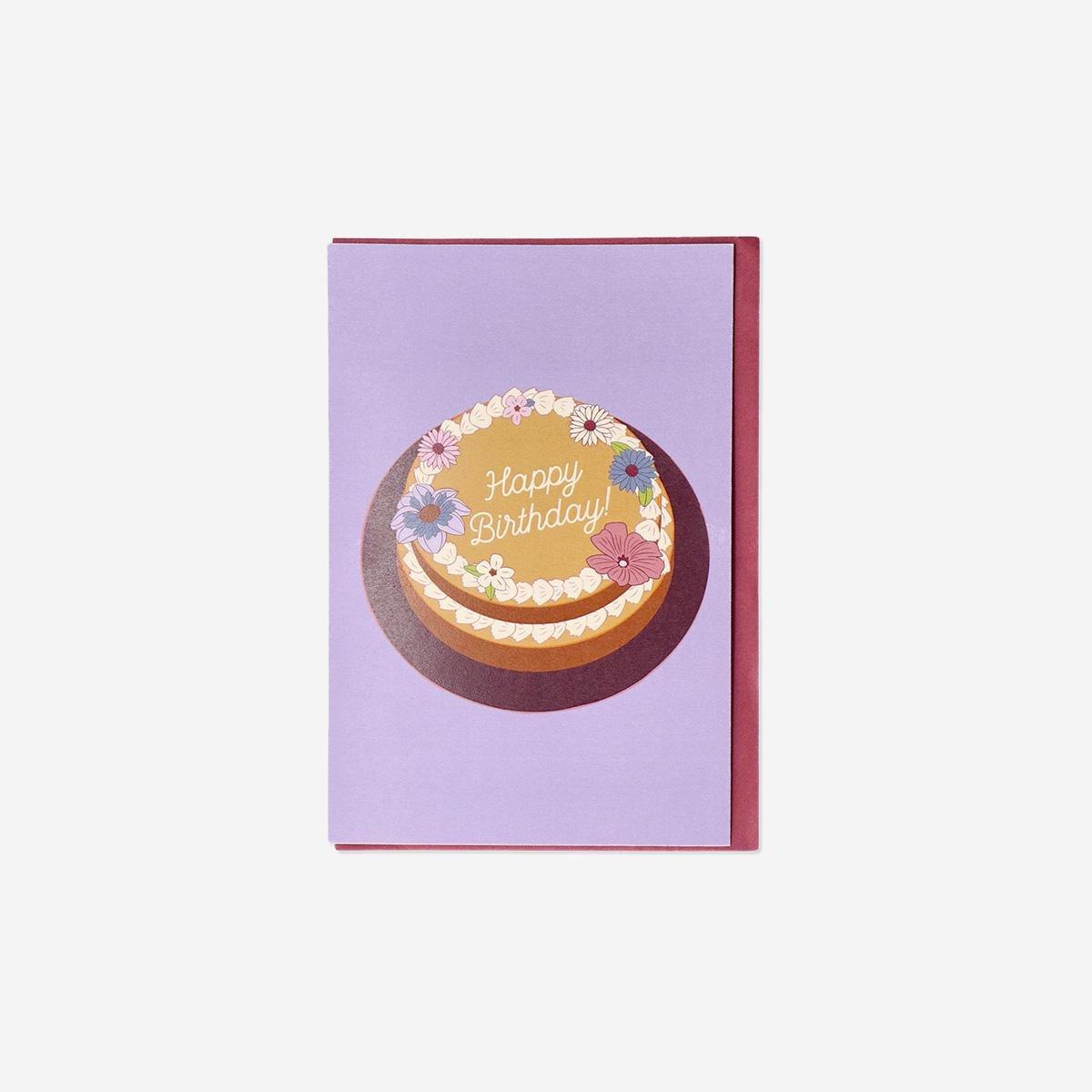 Multicolour Birthday Card With Cake Motif