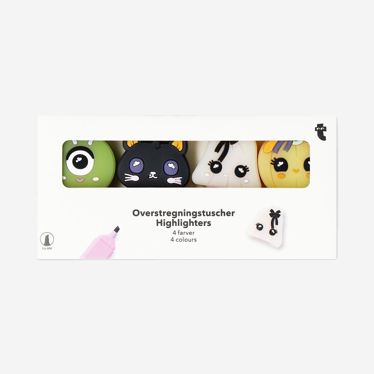 Multicolour Highlighters With Little Monsters - 4 Pcs