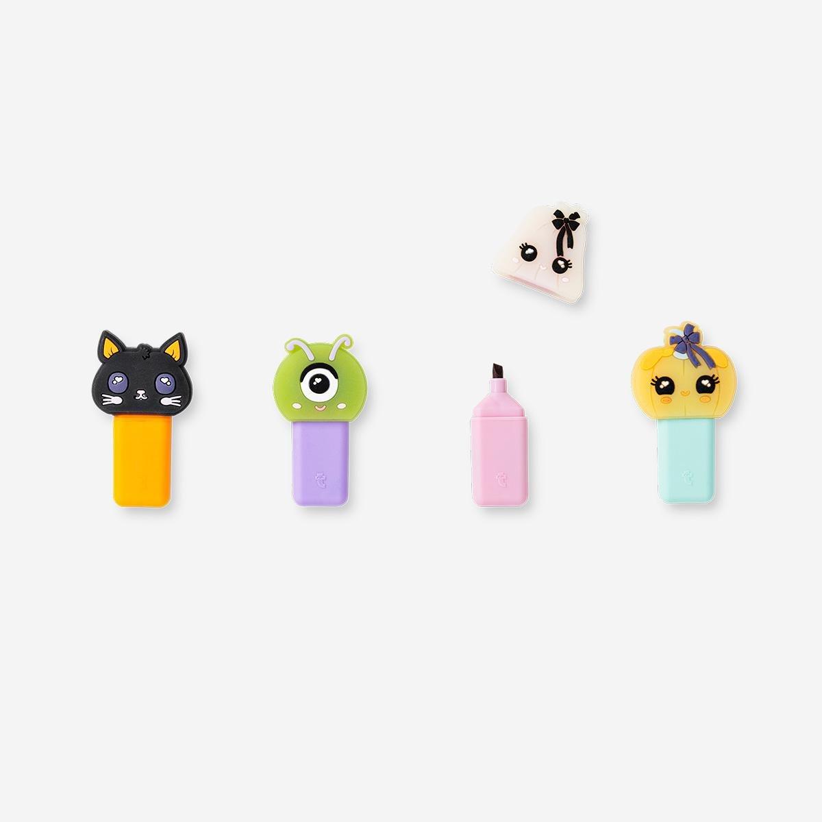 Multicolour Highlighters With Little Monsters - 4 Pcs