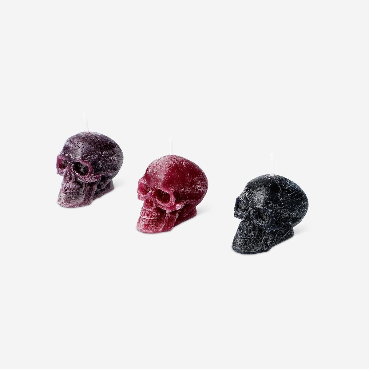 BLACK      Tealight skull candles - 3 pcs