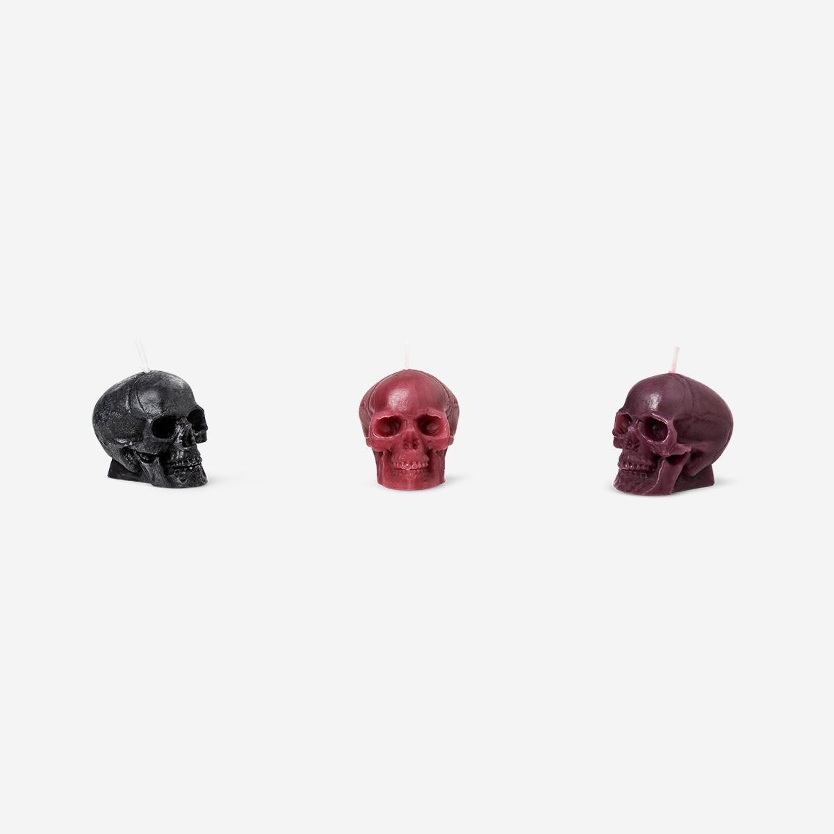 BLACK      Tealight skull candles - 3 pcs