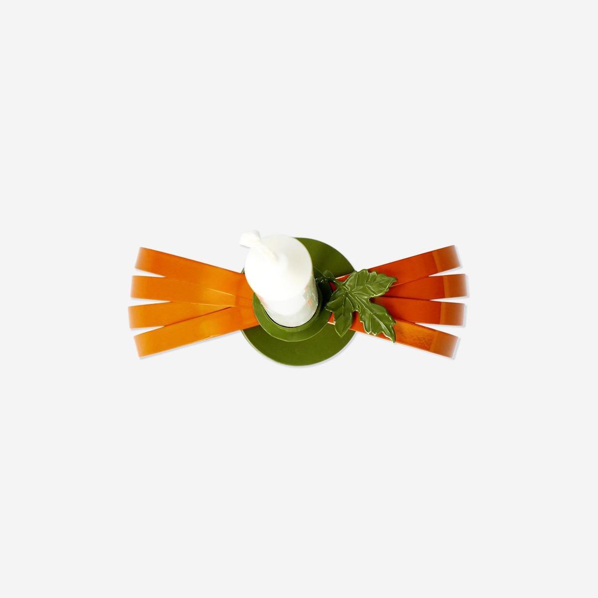 Orange Metal Pumpkin Candle Holder - 15 Cm