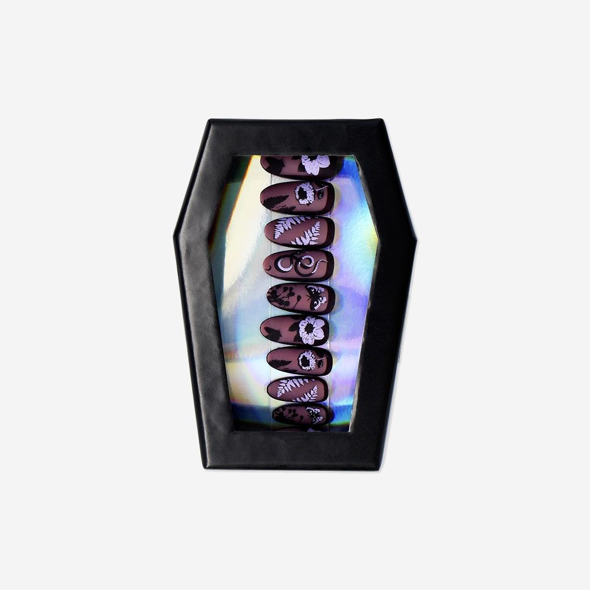 Purple Coffin Design Artificial Nails Set
