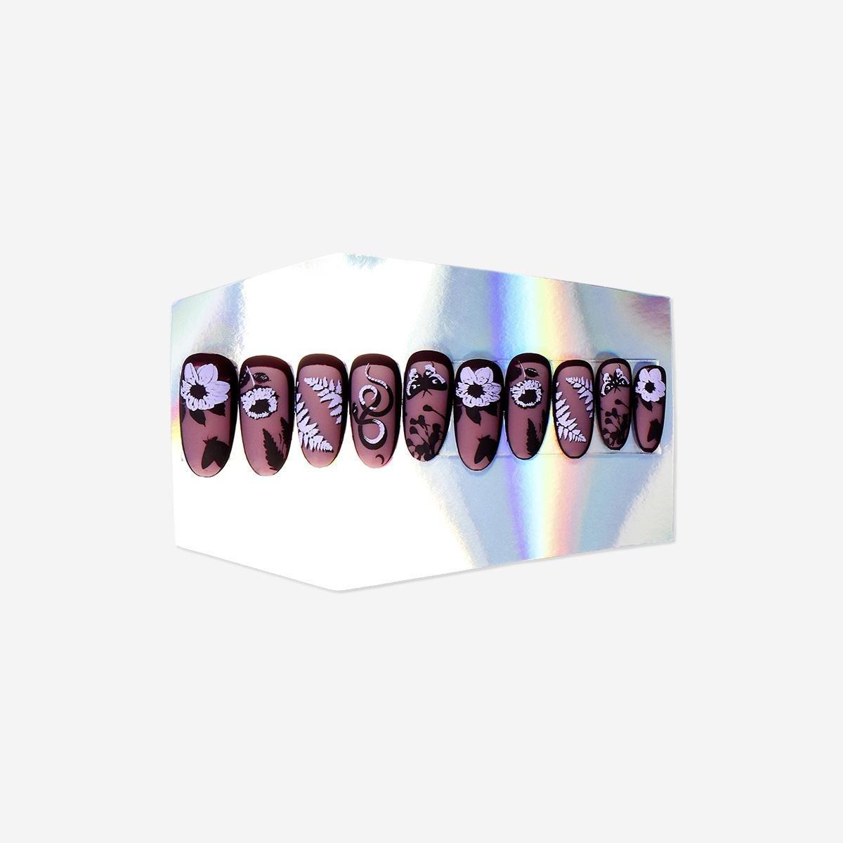 Purple Coffin Design Artificial Nails Set