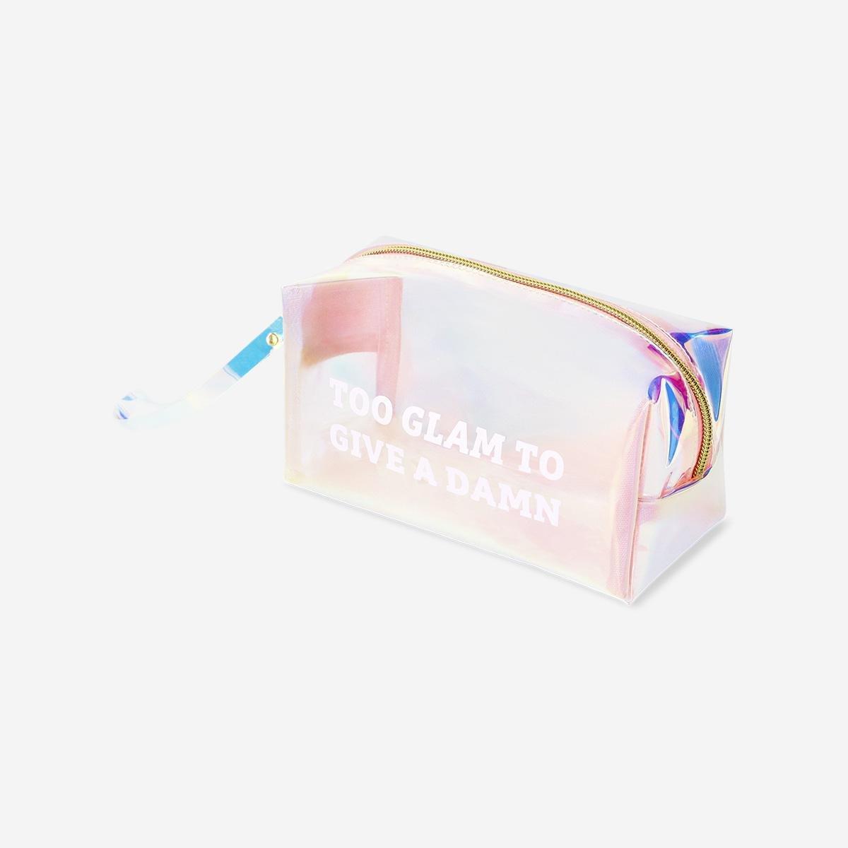 Multicolour Holographic Cosmetic Bag With Strap