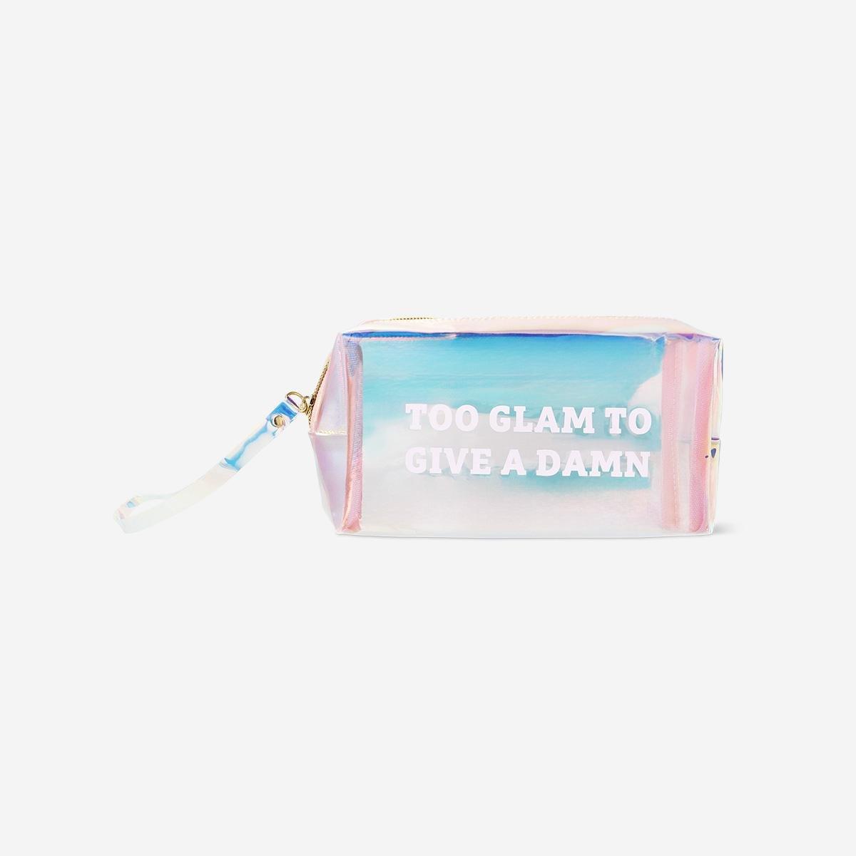 Multicolour Holographic Cosmetic Bag With Strap