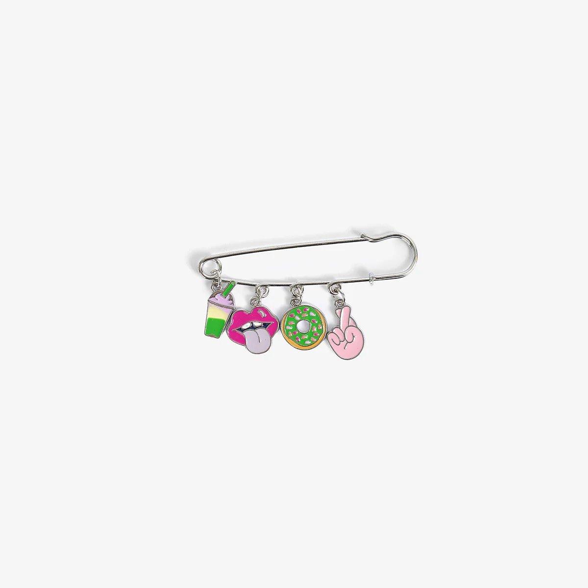 Multicolour Brooches Safety Pin With Charms