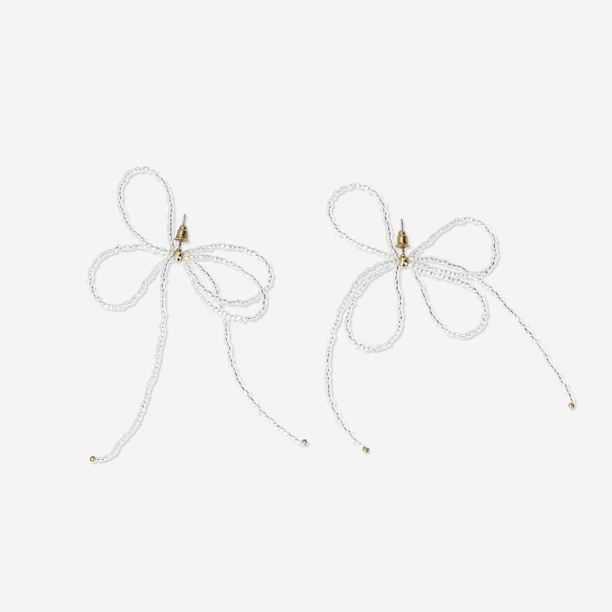 Clear Earrings - Beaded Bows