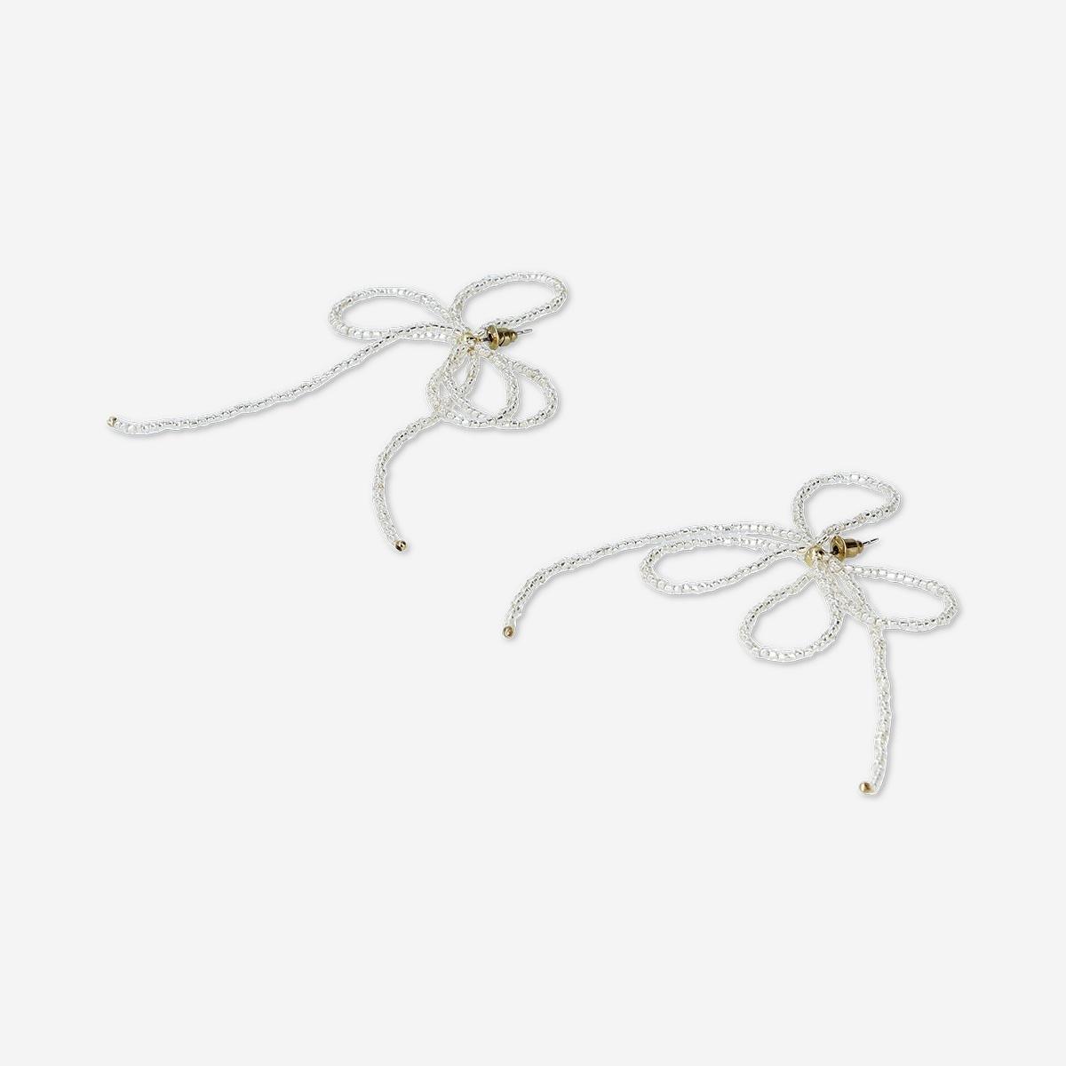 Clear Earrings - Beaded Bows