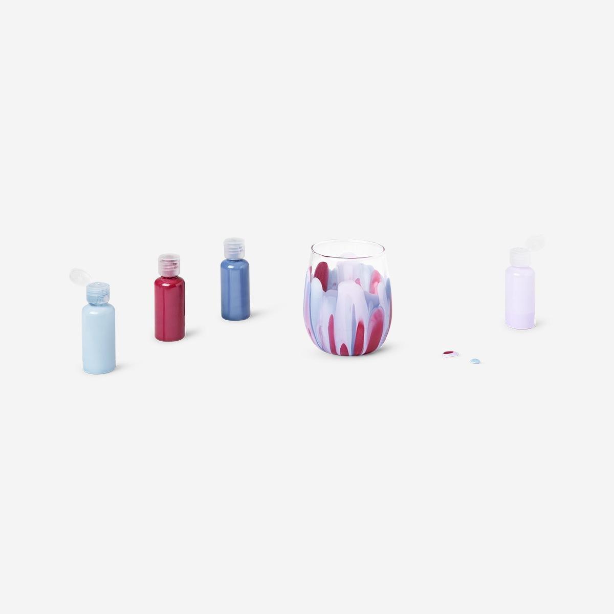 Multicolour Diy Marble Drinking Glass - 320 Ml