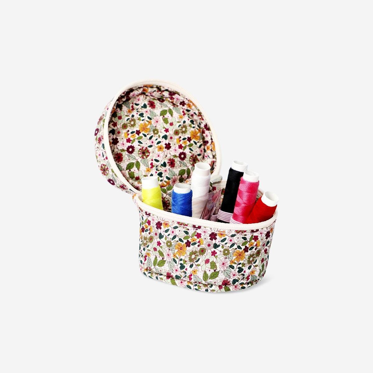 Multicolour Sewing Kit In Floral Bag