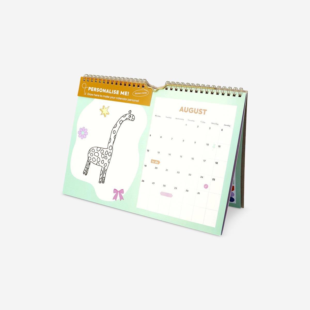 Multicolour Monthly Calendar For Drawings And Stickers