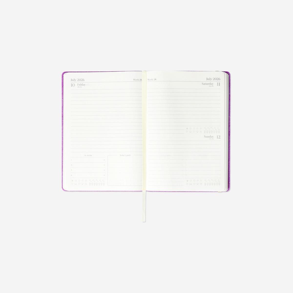 Purple A5 Purple Daily Diary 2026 - English