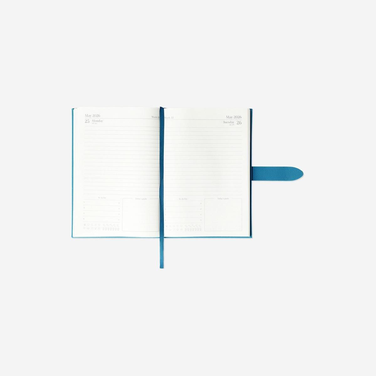 Blue A5 Teal Daily Diary 2026 - English