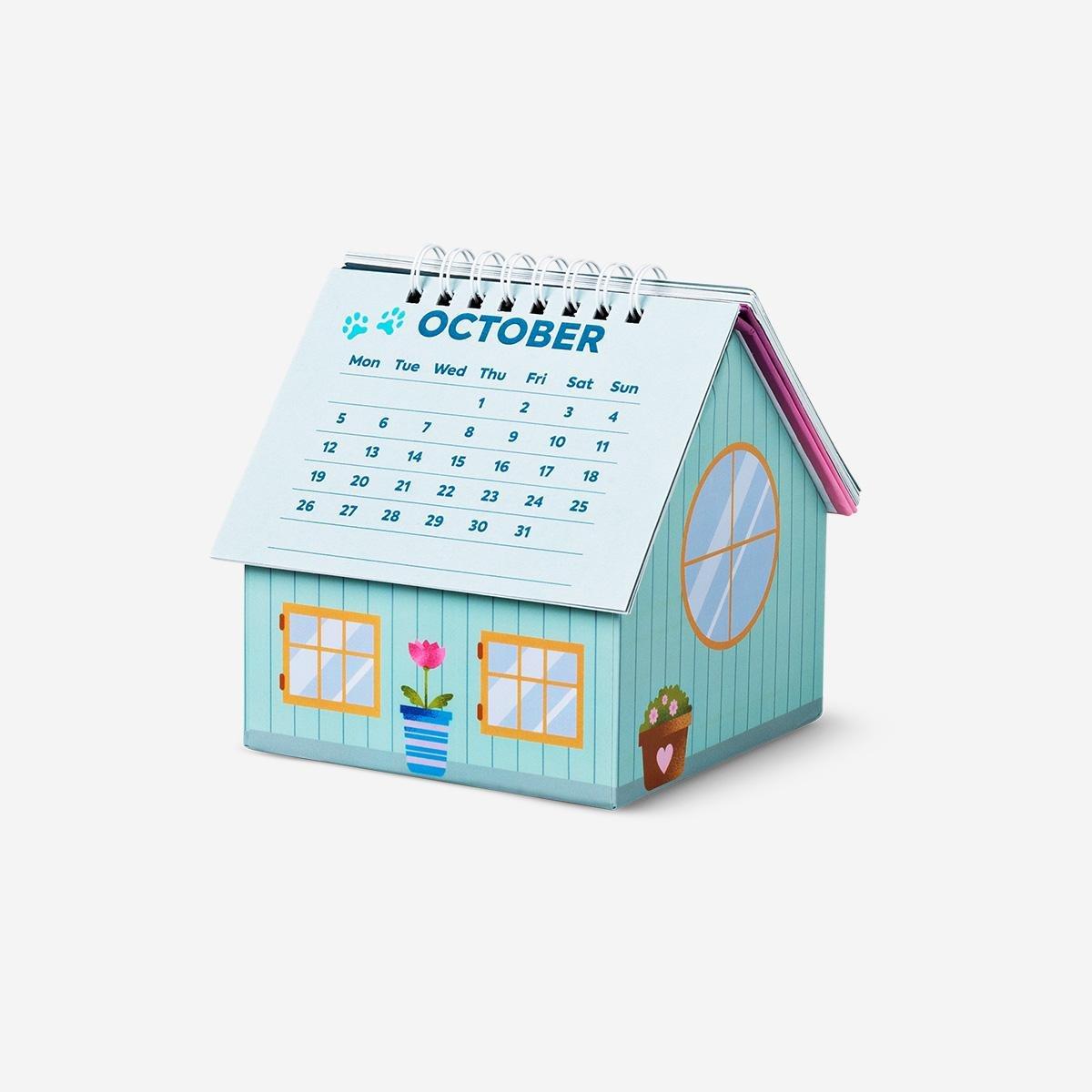 Multicolour Desk Calendar As A House