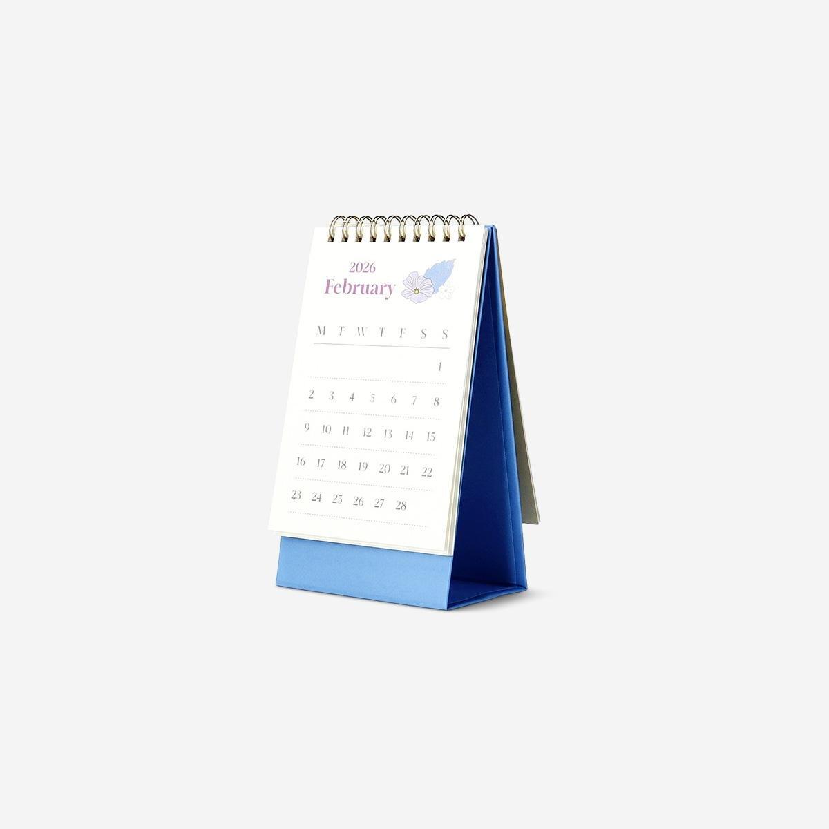 White Tall Monthly Desk Calendar 2026