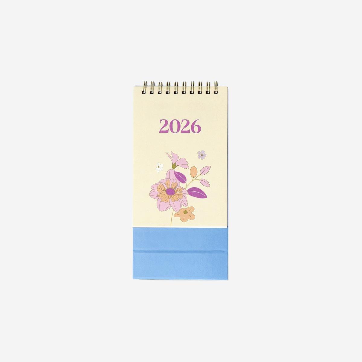 White Tall Monthly Desk Calendar 2026