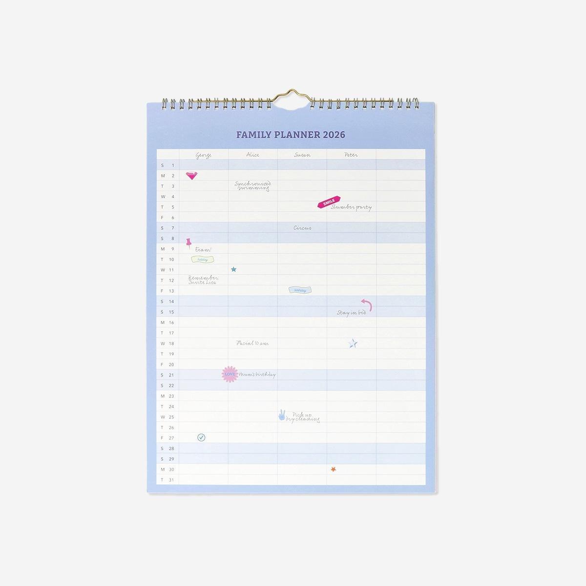 Multicolour Family Planner For Hanging With Stickers - English