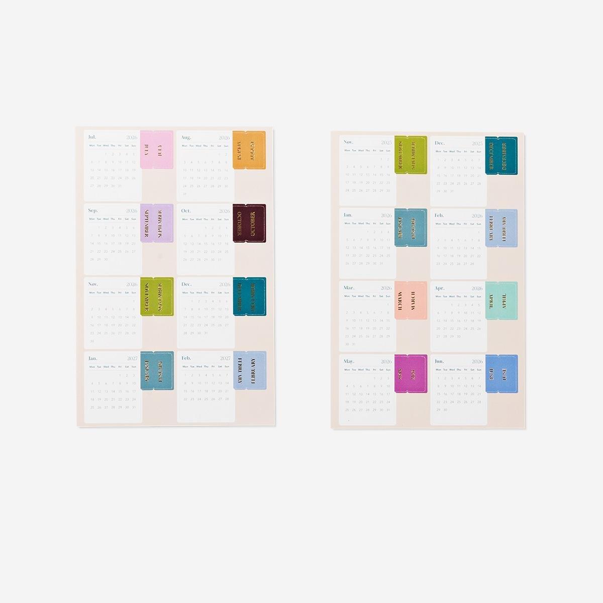 Multicolour Calendar Stickers For Bullet Planner