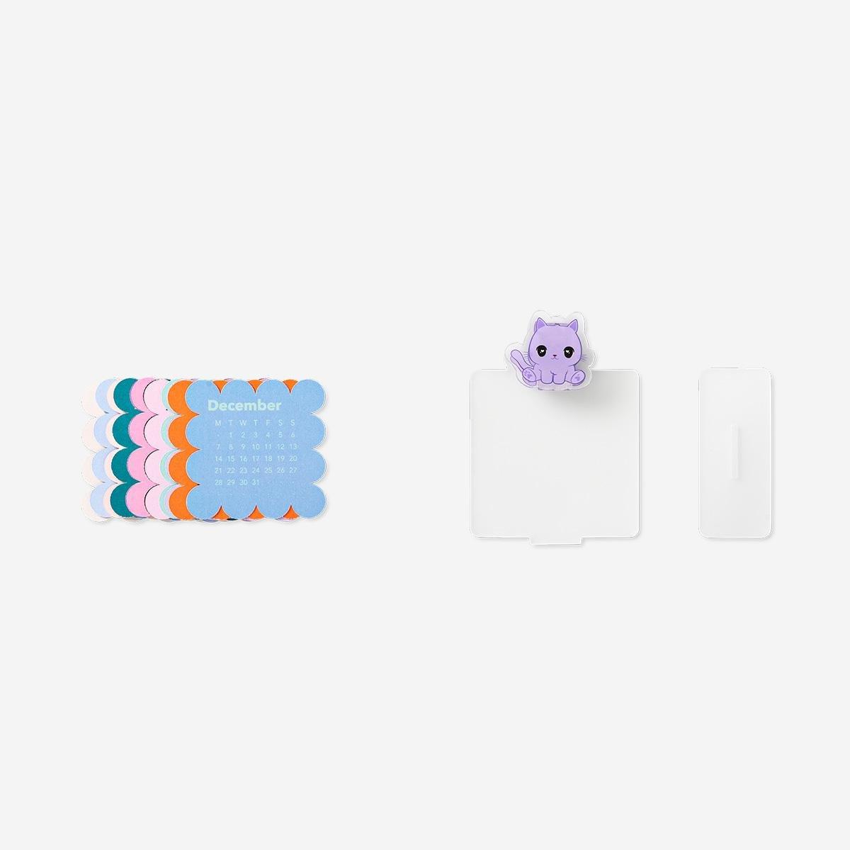 Multicolour Monthly Calendar With Cat Clip