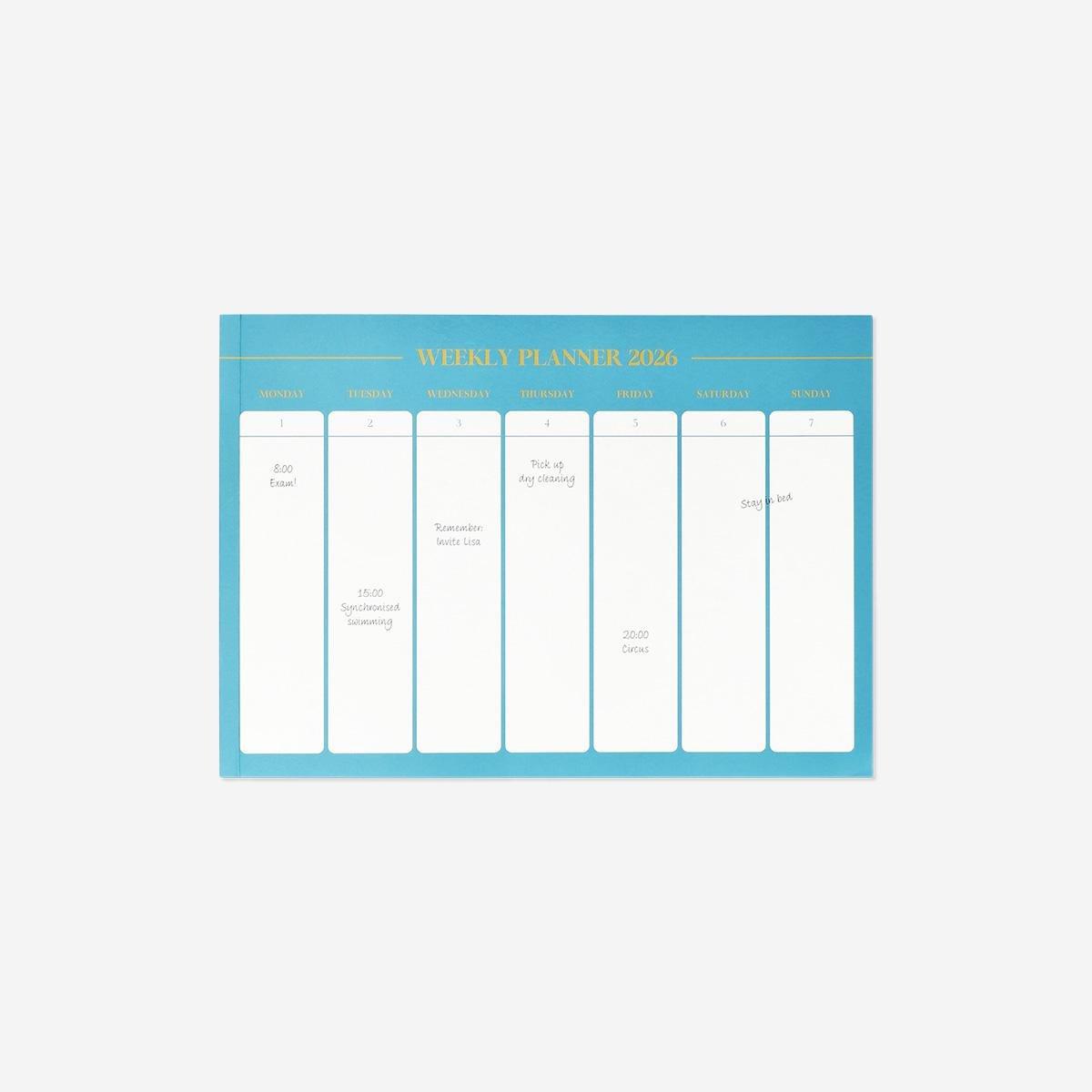 Blue Weekly Planner With Tear Off Pages - English