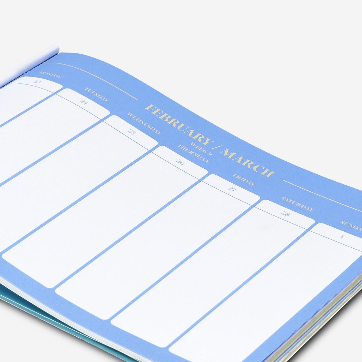Blue Weekly Planner With Tear Off Pages - English