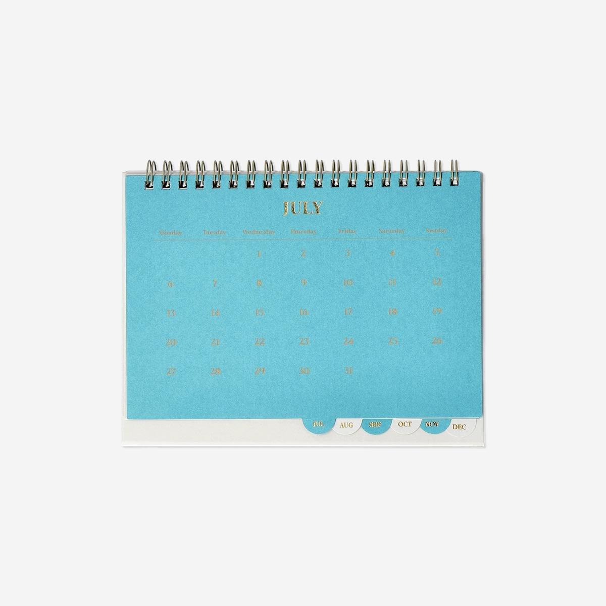 White Spiral Bound Desk Calendar 2026 - English