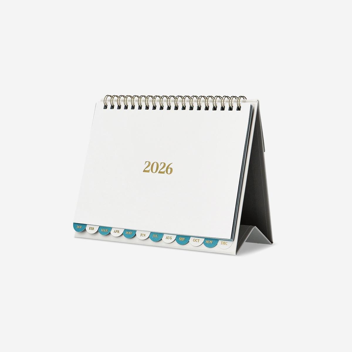 White Spiral Bound Desk Calendar 2026 - English