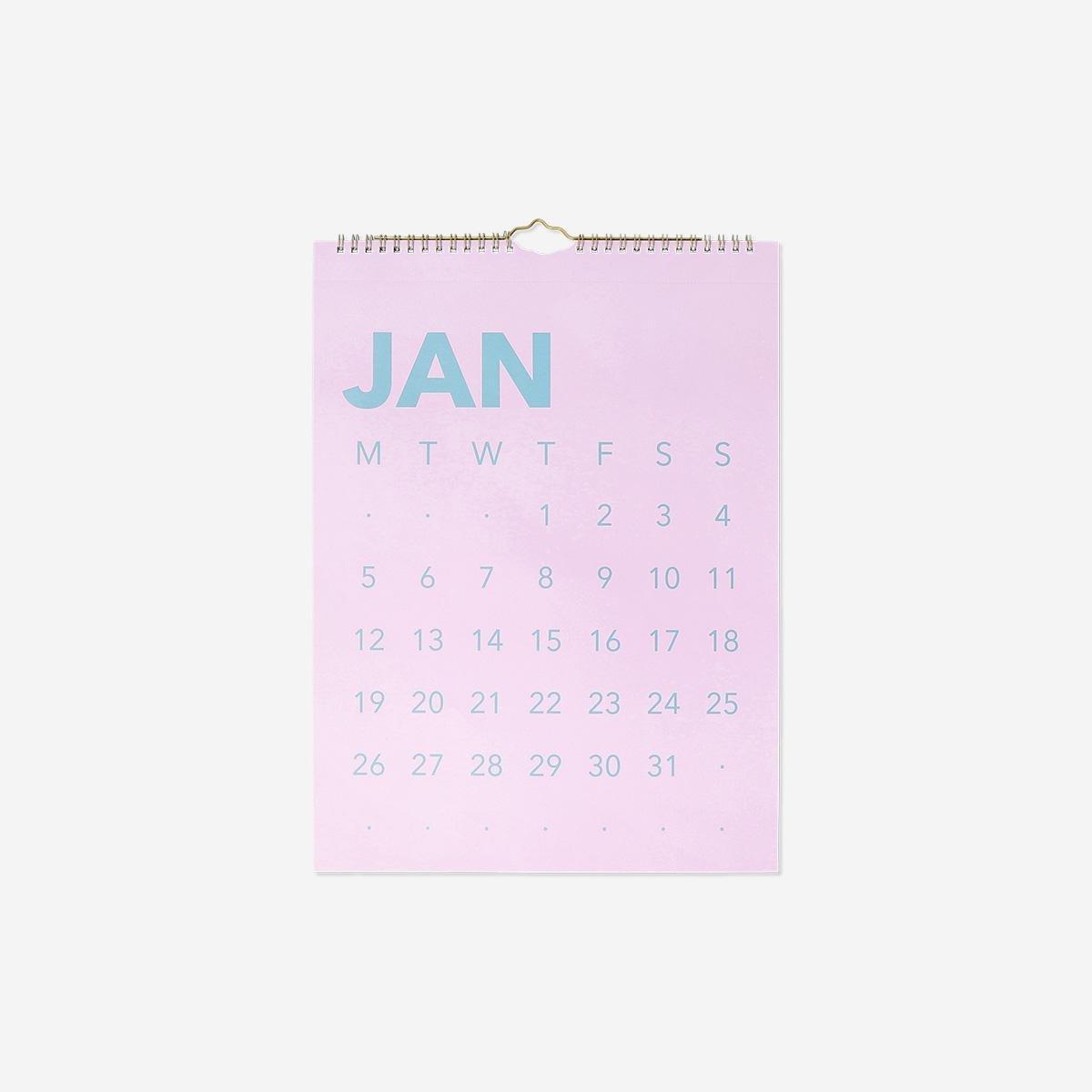 Pink Monthly Calendar For Hanging