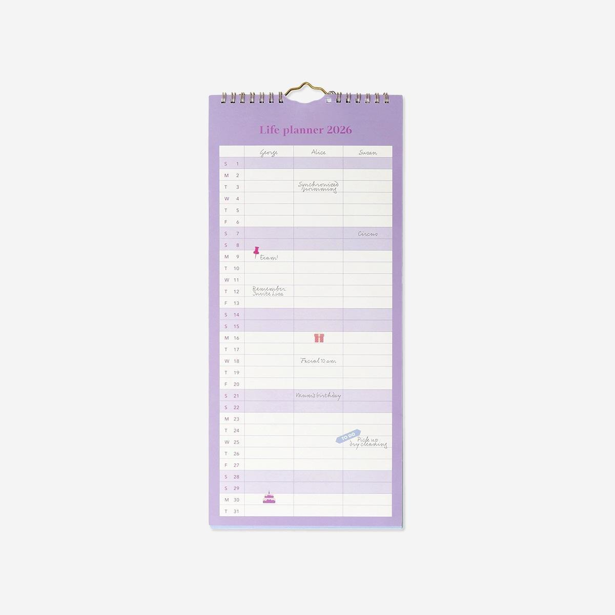 Multicolour Monthly Calendar For Hanging With Stickers - English