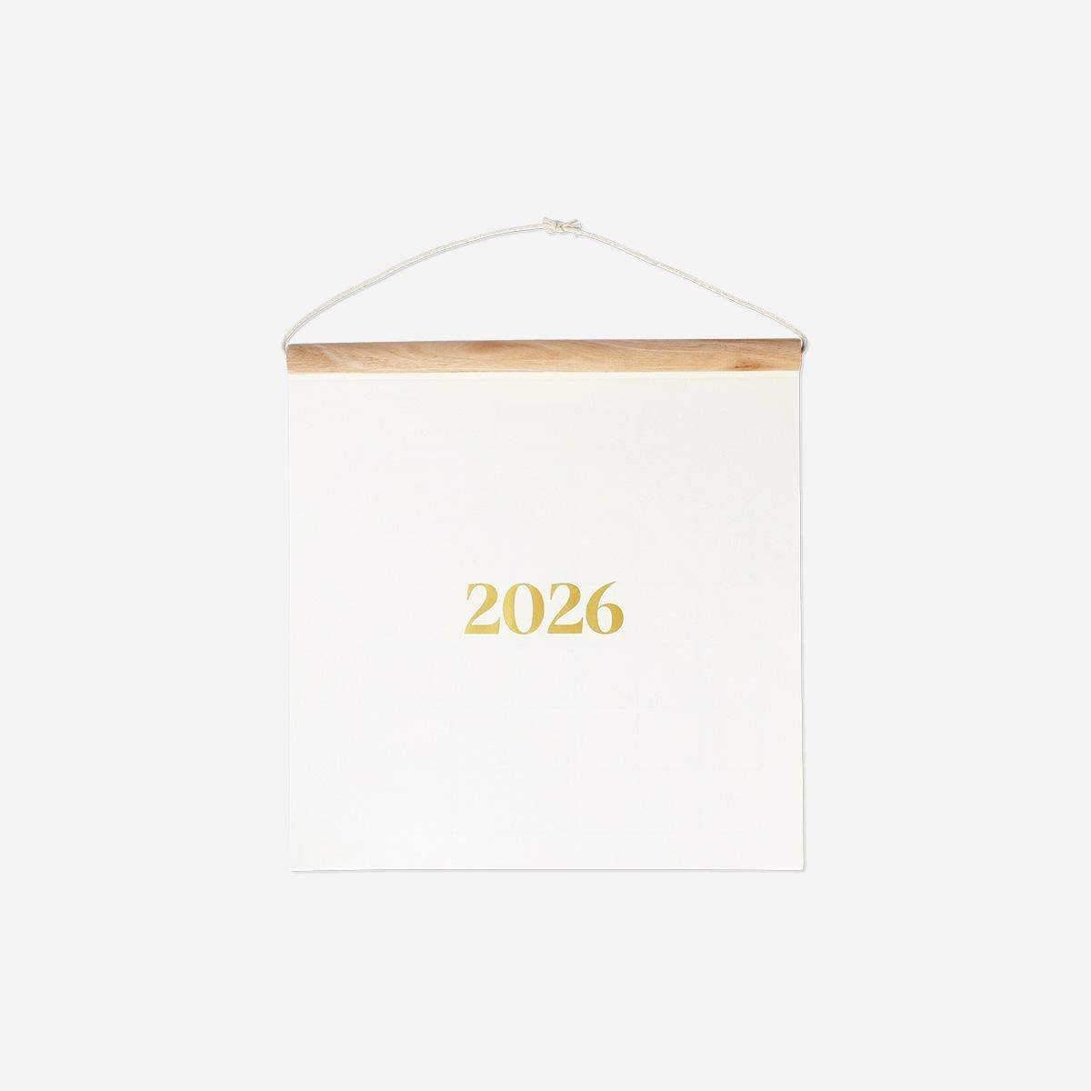 White Wooden Monthly Calendar For Hanging 2026 - English