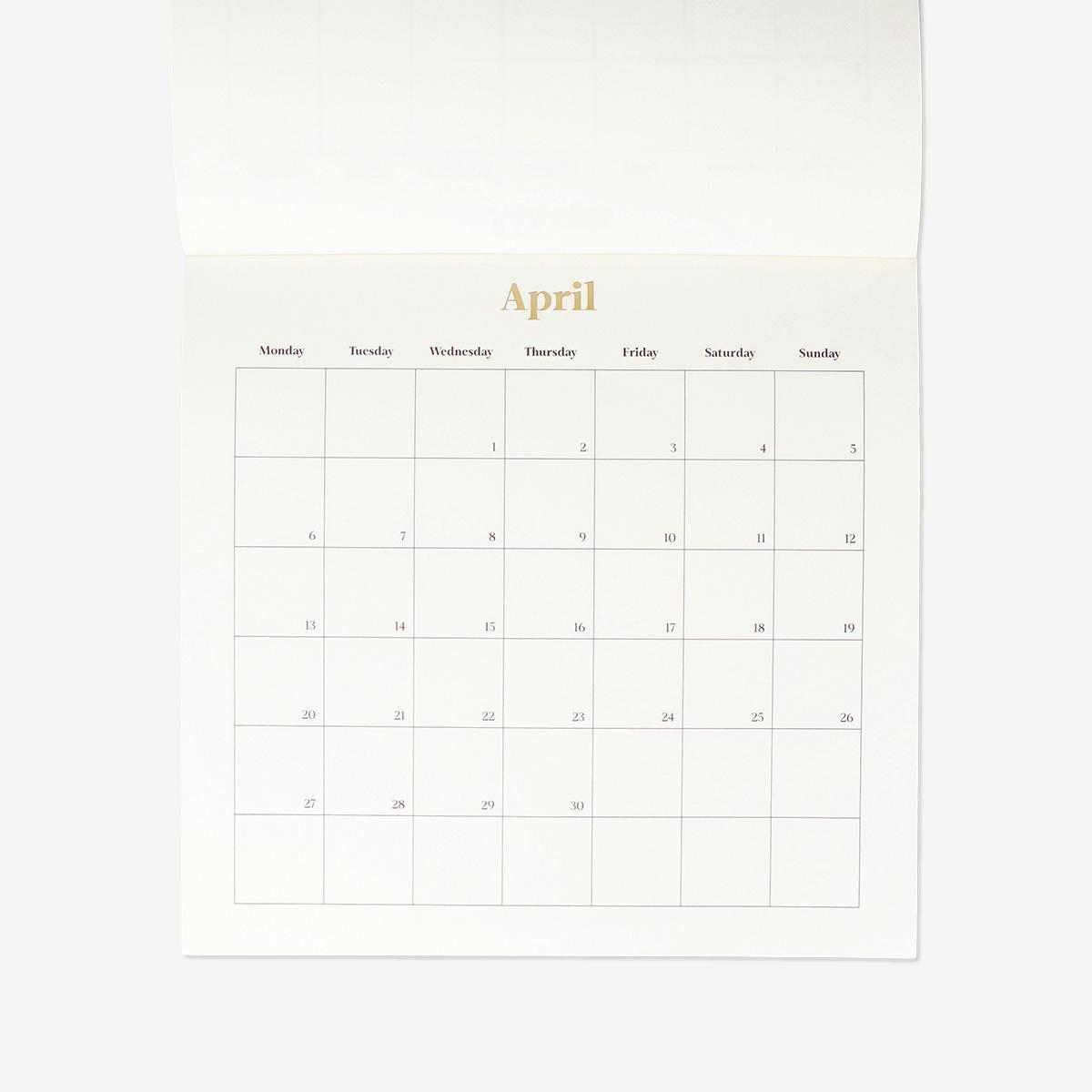 White Wooden Monthly Calendar For Hanging 2026 - English