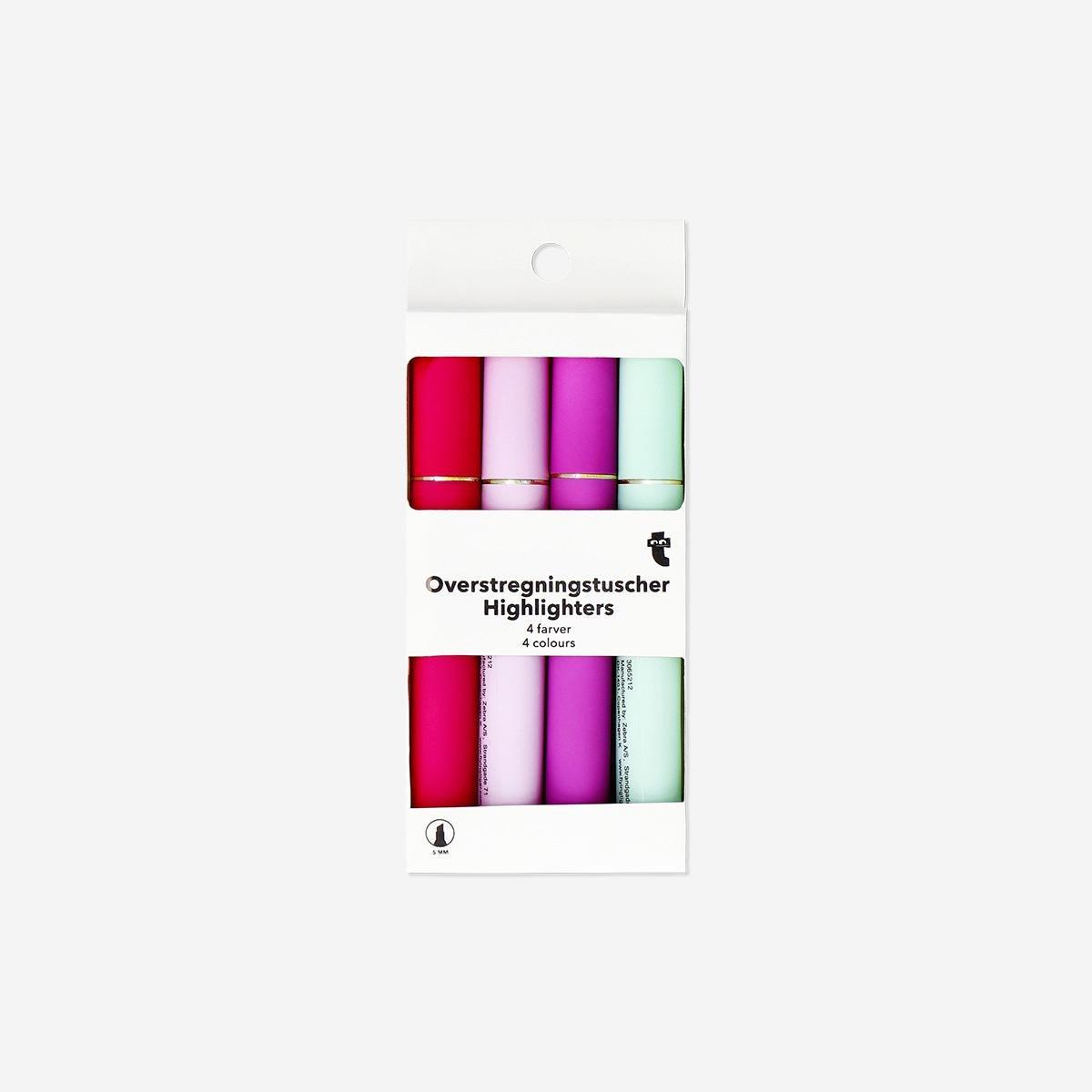 Multicolour Lipstick Shaped Highlighters - 4 Pcs