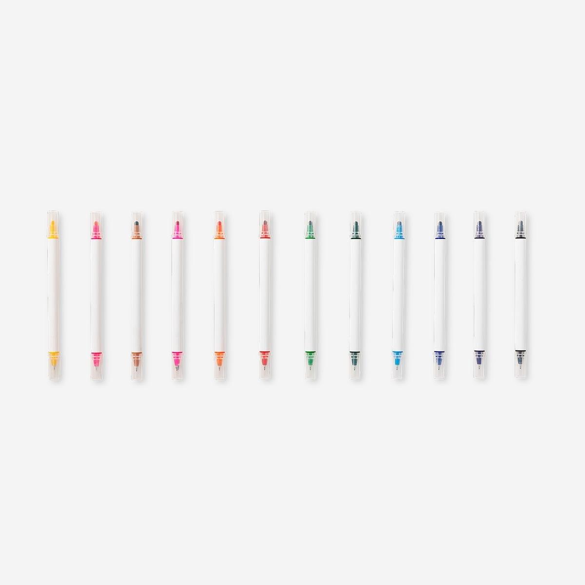 Multicolour Dual-Tip Markers In Box - 12 Pcs