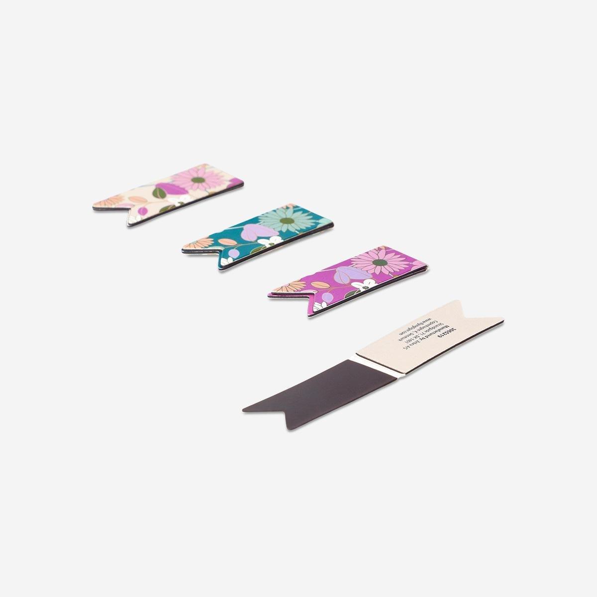 Multicolour Floral Magnetic Bookmarks - 4 Pcs