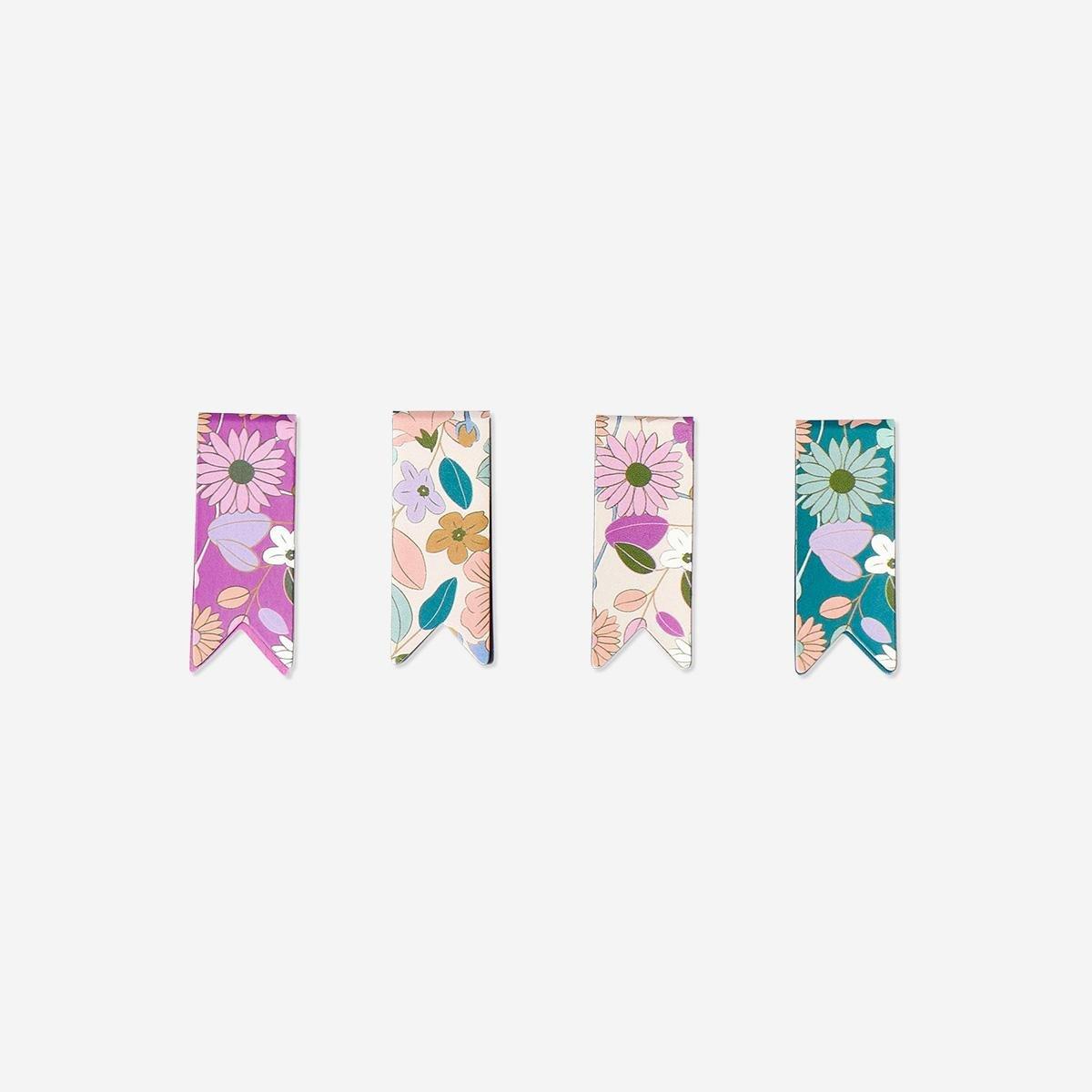 Multicolour Floral Magnetic Bookmarks - 4 Pcs