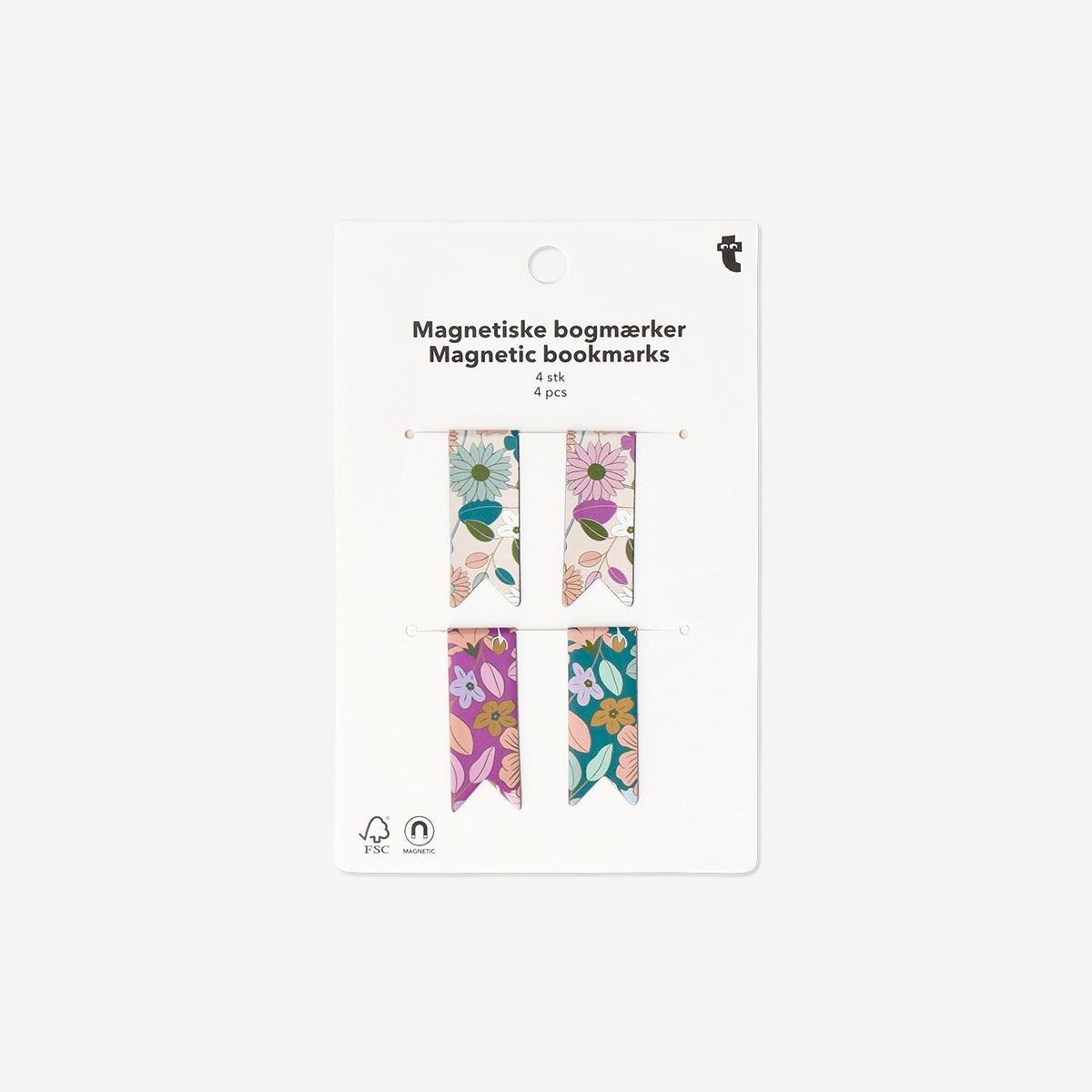 Multicolour Floral Magnetic Bookmarks - 4 Pcs
