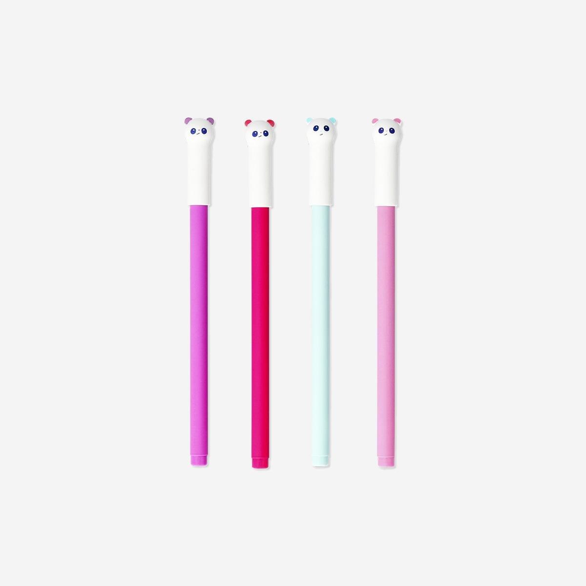 Multicolour Glitter Gel Pens With Pandas - 4 Pcs