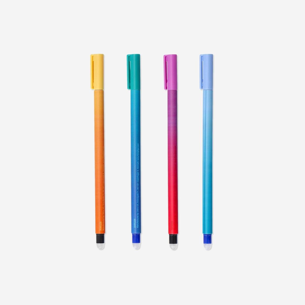 Multicolour Gradient Erasable Pens - 4 Pcs