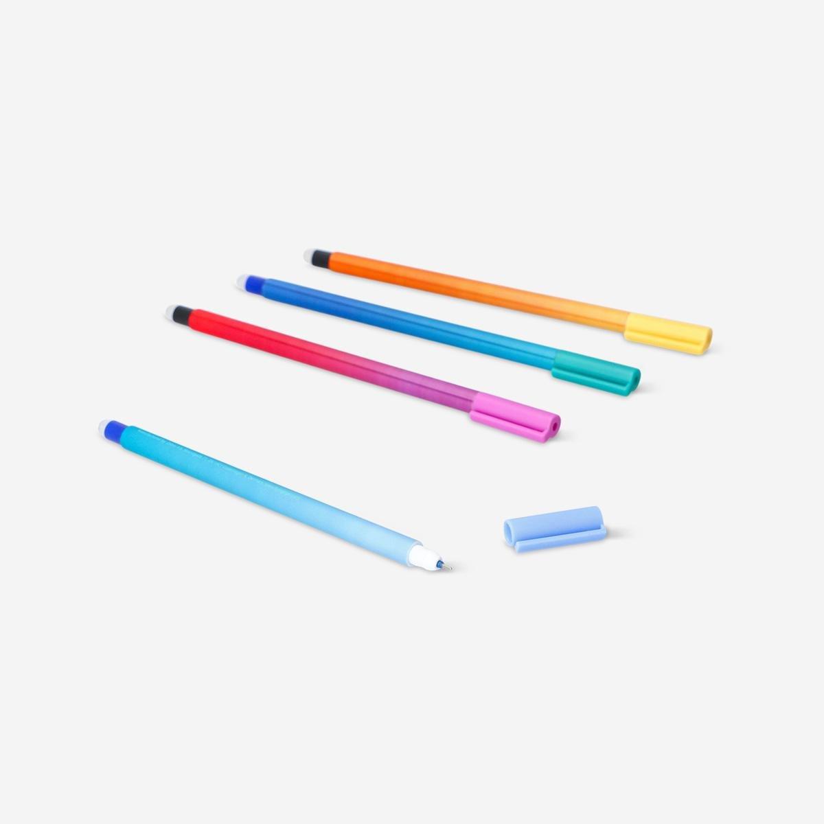 Multicolour Gradient Erasable Pens - 4 Pcs