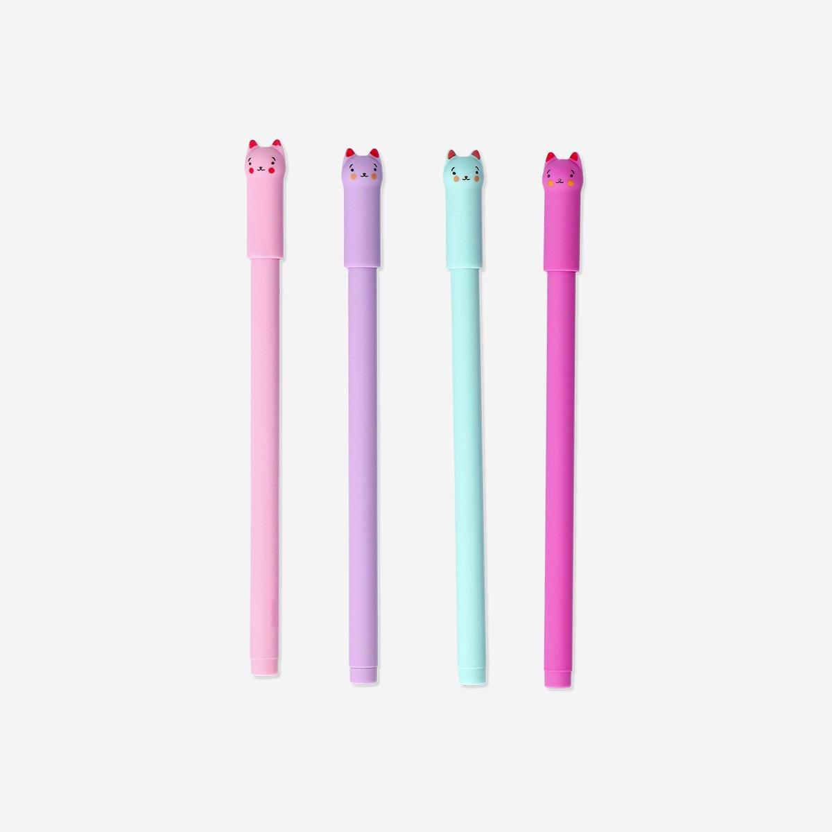 Multicolour Ballpoint Pens With Cats - 4 Pcs