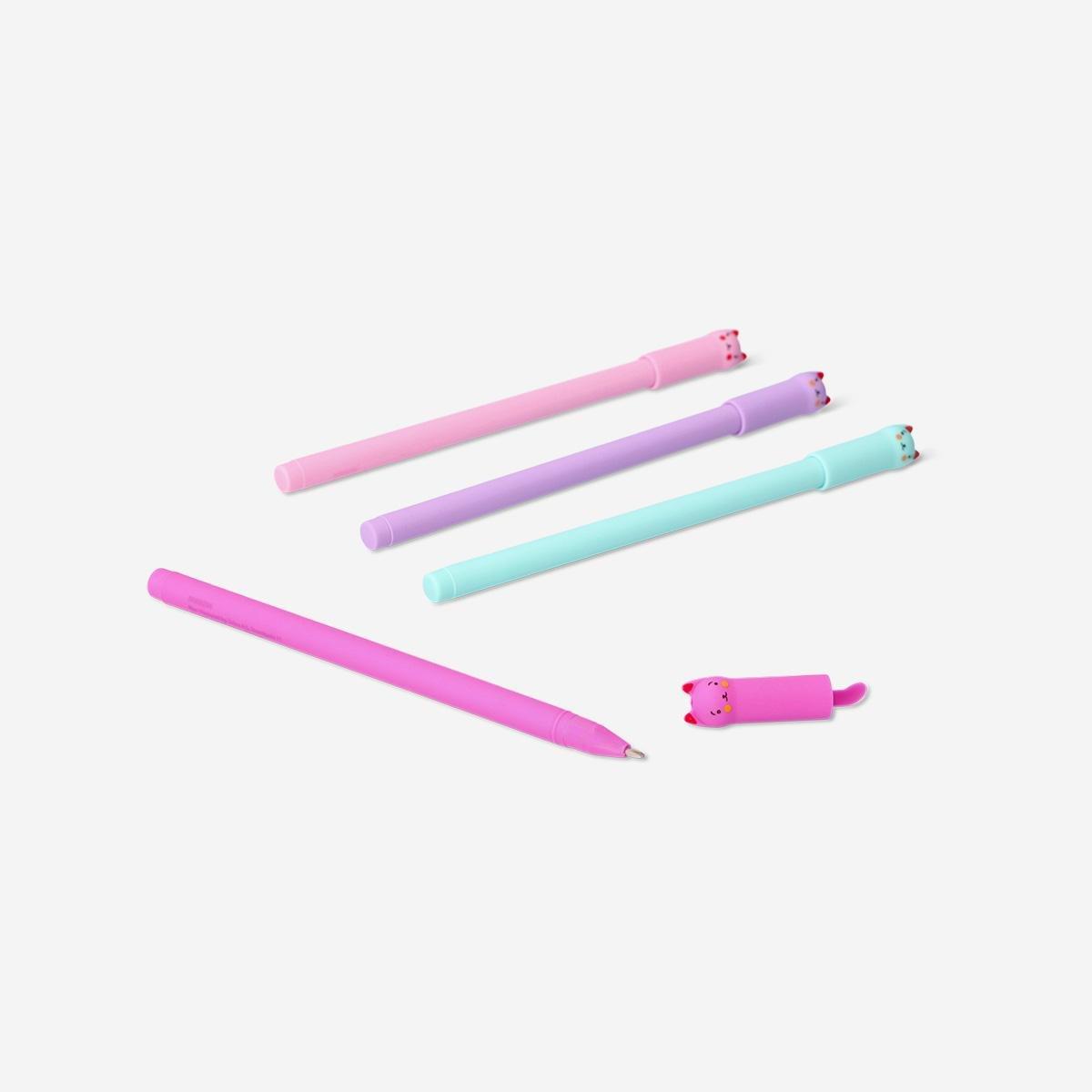 Multicolour Ballpoint Pens With Cats - 4 Pcs